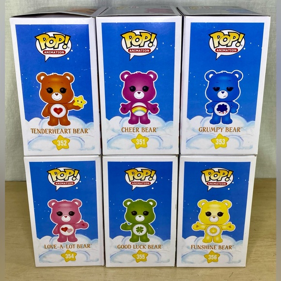 Funko Pop Care Bears Figure Lot Of 6 Vaulted Grumpy Flocked Love A Lot Glitter - Picture 6 of 6